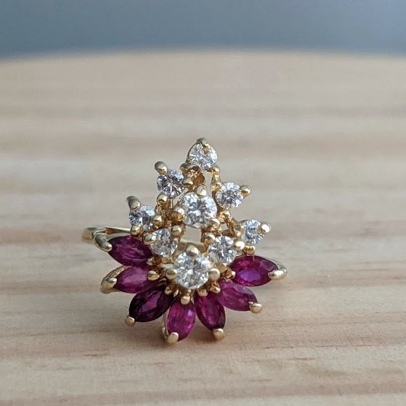 14k Gold 1.5ct Ruby and Diamond Ring - Picture 1 of 8